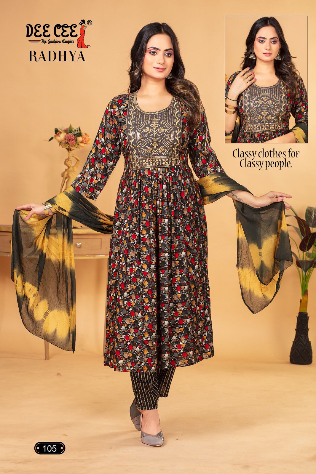 Radhya By Deecee Naira Cut Rayon Foil Printed Kurti With Bottom Dupatta Wholesale Market In Surat
